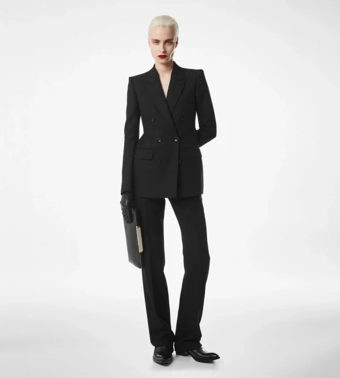 Sharp Herringbone Double Breasted Jacket Sharp Herringbone Double Breasted Jacket