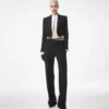 Wool Silk Blend Double Breasted Cropped Tuxedo Jacket Wool Silk Blend Double Breasted Cropped Tuxedo Jacket