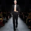 Wool Silk Blend Double Breasted Cropped Tuxedo Jacket Wool Silk Blend Double Breasted Cropped Tuxedo Jacket