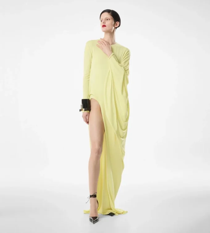Crepe Jersey Long Sleeve Evening Dress Crepe Jersey Long Sleeve Evening Dress