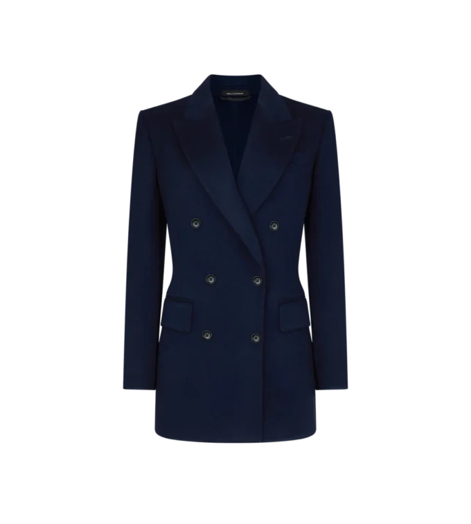 Double Breasted Jacket with Leather Undercollar Double Breasted Jacket with Leather Undercollar