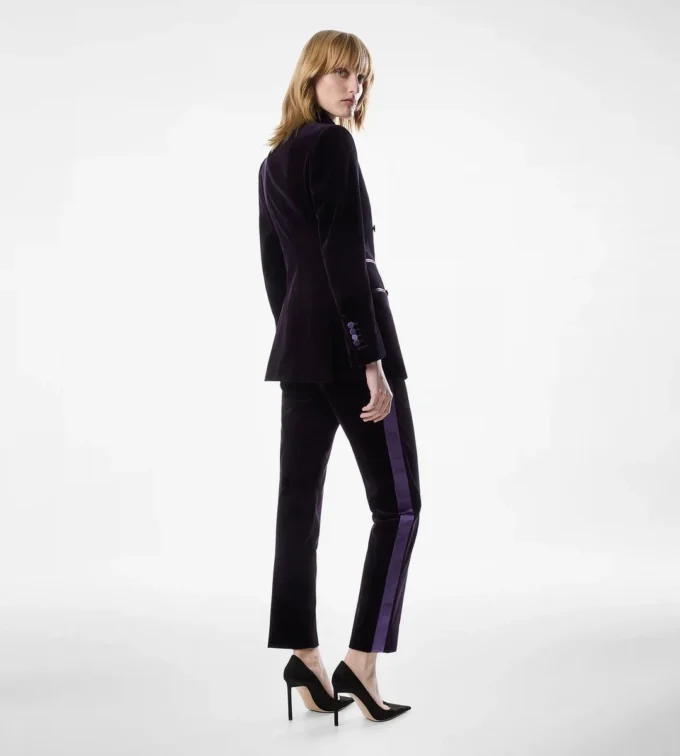 Tailored Tuxedo Skinny Cigarette Velvet Pants