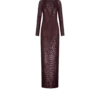 Embroidered Croc Effect Long Sleeve Evening Dress Embroidered Croc Effect Long Sleeve Evening Dress