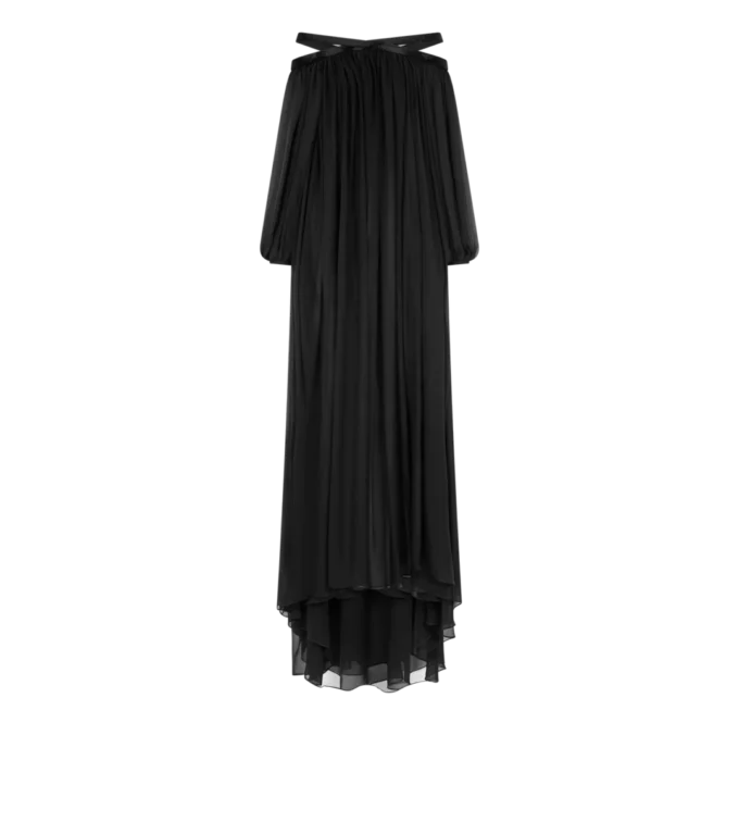 Embroidered Silk Chiffon Off the Shoulder Evening Dress Embroidered Silk Chiffon Off the Shoulder Evening Dress