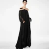 Embroidered Silk Chiffon Off the Shoulder Evening Dress Embroidered Silk Chiffon Off the Shoulder Evening Dress