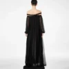 Embroidered Silk Chiffon Off the Shoulder Evening Dress Embroidered Silk Chiffon Off the Shoulder Evening Dress