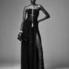 Evening Dress with Drawstrings and Cut Out Details