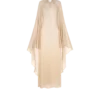 Evening Dress with Keyhole Neckline and Asymmetric Cape