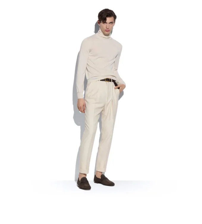 Fine Gauge Cashmere Silk Roll Neck