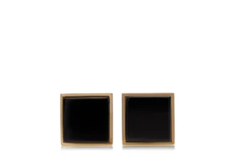 Gold and Onyx Square Cufflinks