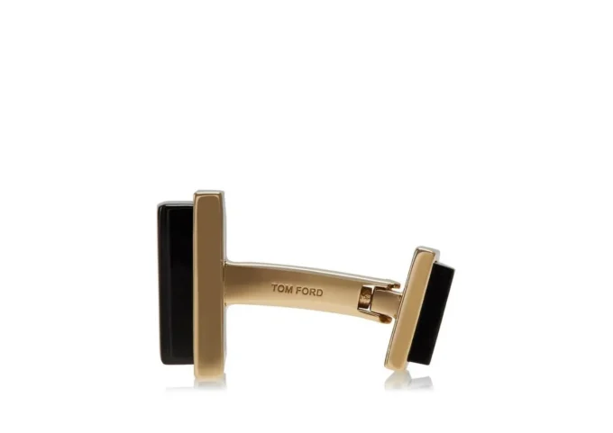Gold and Onyx Square Cufflinks
