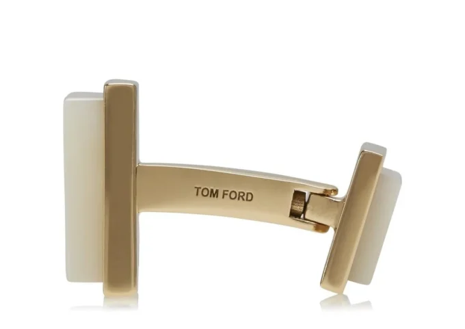 Gold and Pearl Square Cufflinks