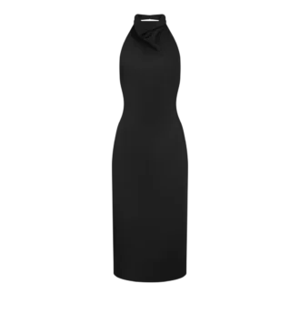 Halterneck Silk Cocktail Dress with Open Back