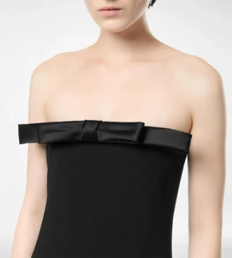 Heavy Crepe Envers Satin Strapless Cocktail Dress with Bow Detail Heavy Crepe Envers Satin Strapless Cocktail Dress with Bow Detail