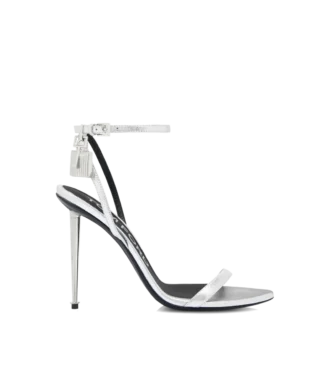 Laminated Nappa Leather Padlock Pointy Naked Sandal