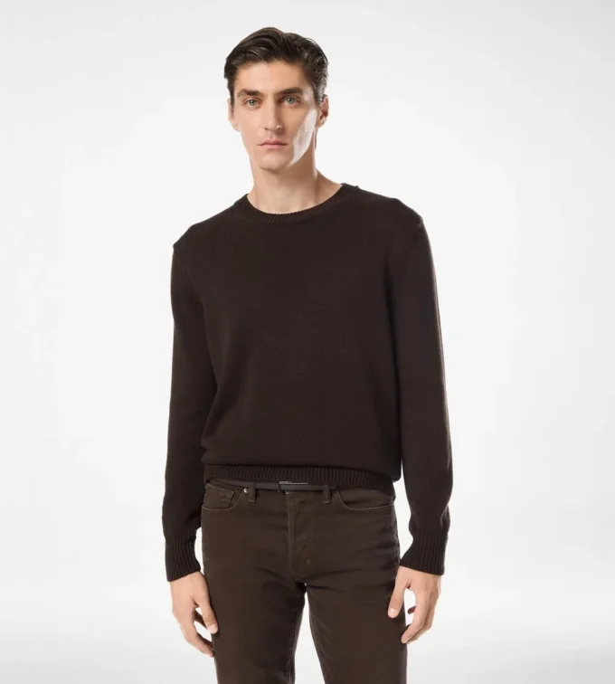 Lightweight Cotton Blend Crew Neck