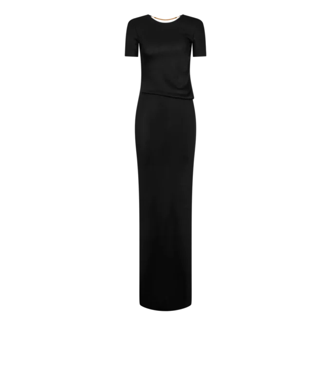 Long Dress with Cut Out and Chain Closure