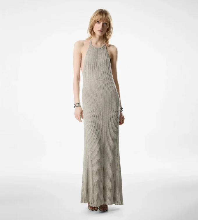 Long Halterneck Dress with Open Back and Tom Ford Metal Plaque