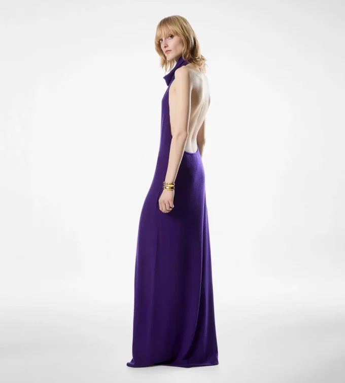 Long Halterneck Dress with Pockets and Open Back Long Halterneck Dress with Pockets and Open Back