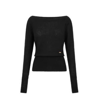 Long Sleeve Boat Neck Knit with Tom Ford Metal Plaque