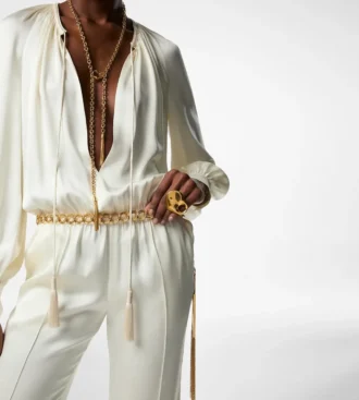Long Sleeve Gathered Jumpsuit