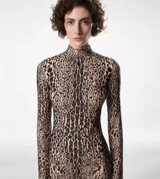 Long Sleeve Mock Neck Evening Dress