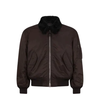 Nylon Shearling Collar Flight Bomber