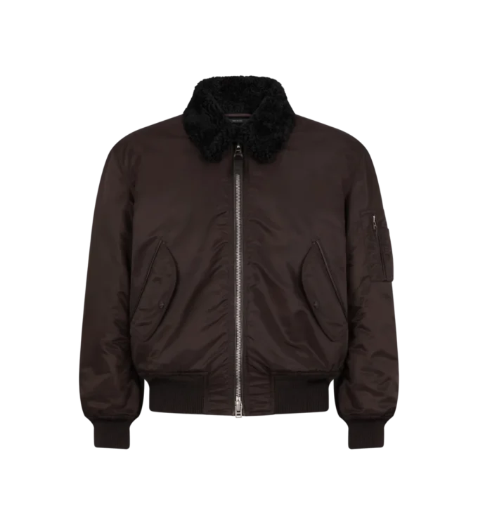 Nylon Shearling Collar Flight Bomber Nylon Shearling Collar Flight Bomber