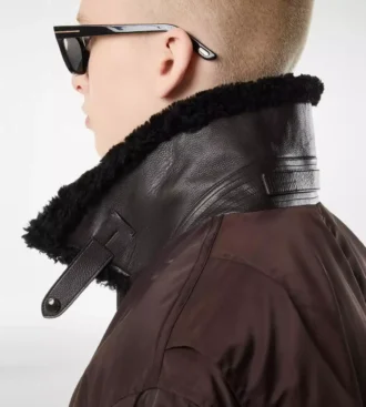 Nylon Shearling Collar Flight Bomber
