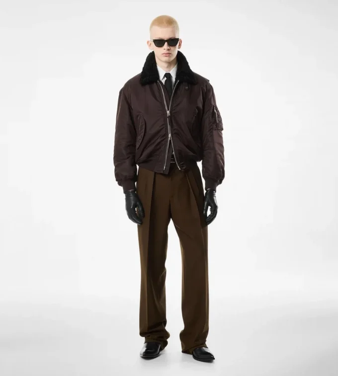 Nylon Shearling Collar Flight Bomber Nylon Shearling Collar Flight Bomber