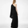 One Shoulder Evening Dress with Cape and Liza Hardware Detail