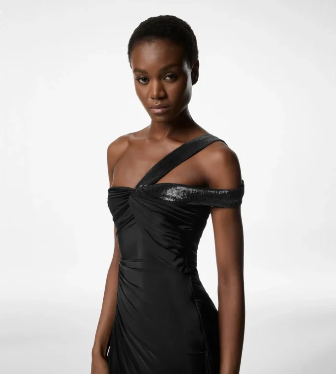 One Shoulder Twist Front Evening Dress One Shoulder Twist Front Evening Dress