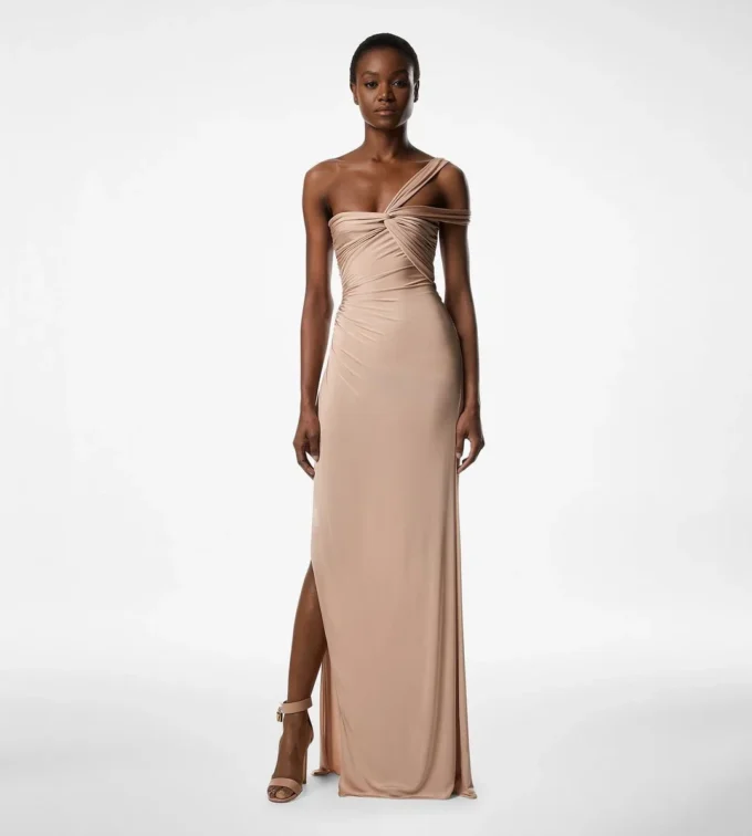 One Shoulder Twist Front Evening Dress One Shoulder Twist Front Evening Dress