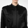 Polka Dot Jacquard Long Belted Military Dress
