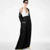 Polka Dot Jacquard Long Belted Military Dress