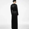 Polka Dot Jacquard Long Belted Military Dress