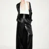 Polka Dot Jacquard Long Belted Military Dress