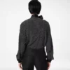 Polka Dot Silk Crepe De Chine Lavalliere Tunic Top with Tuxedo Details