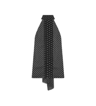Polka Dot Silk Georgette Halterneck Lavalliere Top with Plisse Detail Polka Dot Silk Georgette Halterneck Lavalliere Top with Plisse Detail