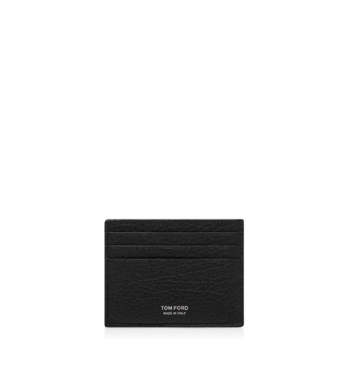 Printed Deer Leather Elongated T Line Card Holder with Central Pocket Printed Deer Leather Elongated T Line Card Holder with Central Pocket