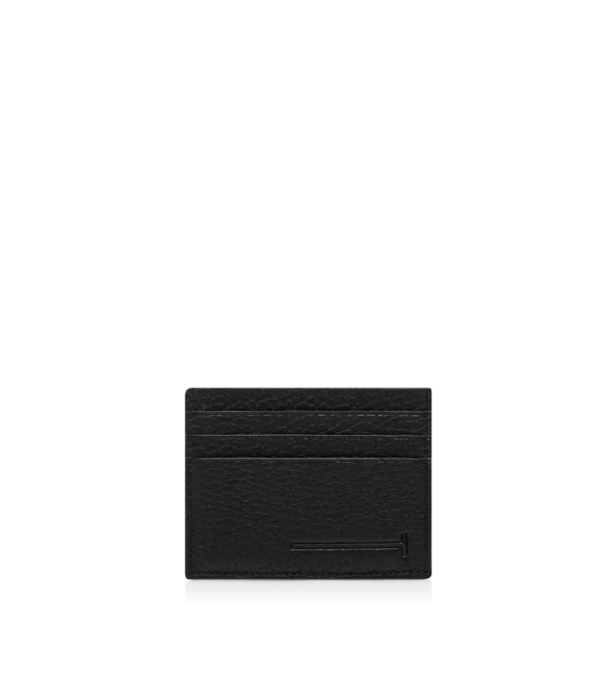 Printed Deer Leather Elongated T Line Card Holder with Central Pocket Printed Deer Leather Elongated T Line Card Holder with Central Pocket