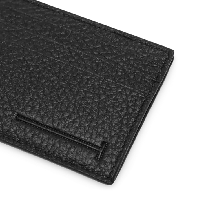 Printed Deer Leather Elongated T Line Card Holder with Central Pocket Printed Deer Leather Elongated T Line Card Holder with Central Pocket