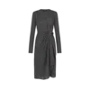 Printed Silk Sable Long Sleeve Dress with Leather Detail Printed Silk Sable Long Sleeve Dress with Leather Detail