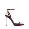 Semi Shiny Printed Python Padlock Pointy Naked Sandal Semi Shiny Printed Python Padlock Pointy Naked Sandal