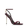 Semi Shiny Printed Python Padlock Pointy Naked Sandal Semi Shiny Printed Python Padlock Pointy Naked Sandal
