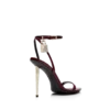 Semi Shiny Printed Python Padlock Pointy Naked Sandal Semi Shiny Printed Python Padlock Pointy Naked Sandal