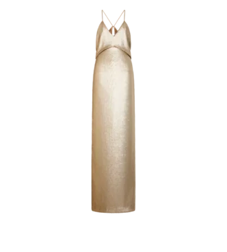 Sequin Embroidery V-Neck Evening Dress with Cut Out