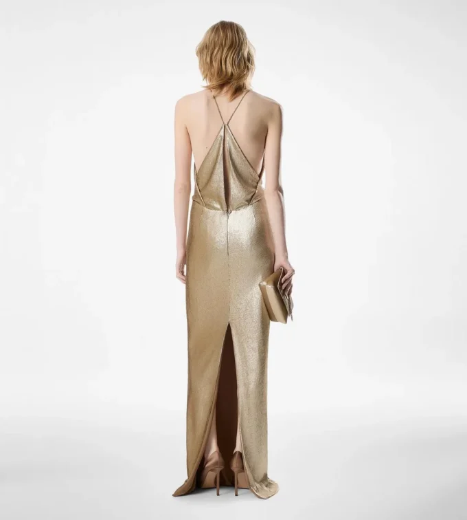 Sequin Embroidery V-Neck Evening Dress with Cut Out Sequin Embroidery V-Neck Evening Dress with Cut Out