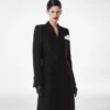 Sequined Wool Blend Crepe Double Breasted Coat Sequined Wool Blend Crepe Double Breasted Coat