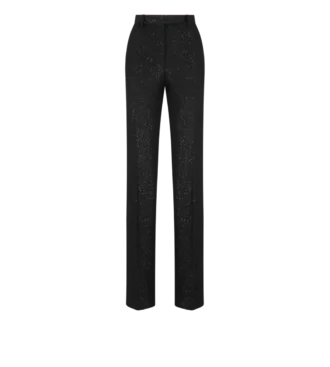Sequined Wool Blend Crepe Tailored Straight Pants Sequined Wool Blend Crepe Tailored Straight Pants